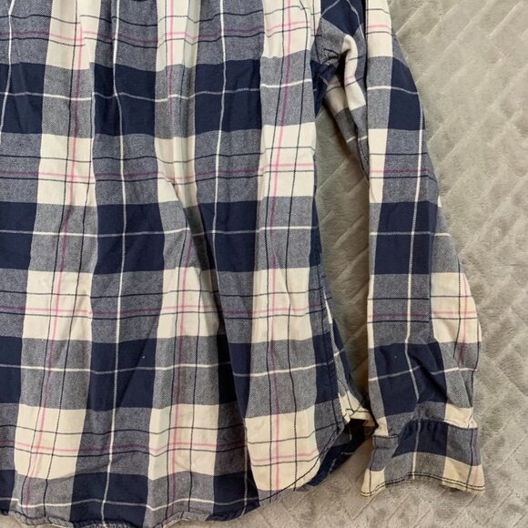 Vanilla Star Womens S Flannel Shirt Blue Plaid Long Sleeve Button Front Western - Picture 15 of 16